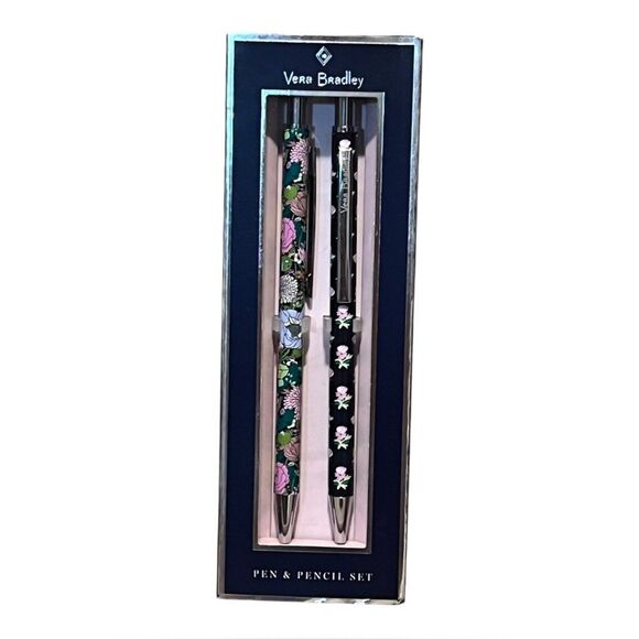 Vera Bradley Bloom Boom Metal Pen & Pencil Set Black Ink Pen Mechanical Pencil - Picture 2 of 4
